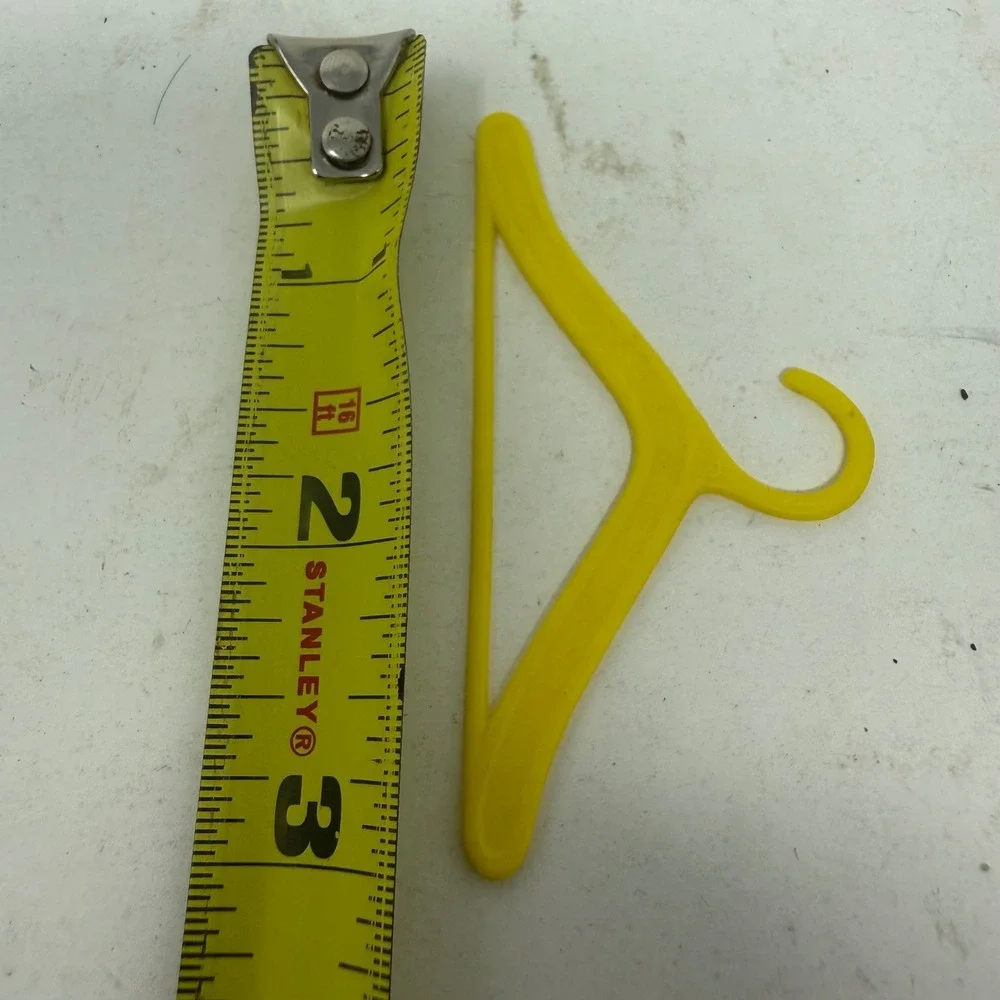Vintage Yellow Plastic Miniature Doll Clothes Hanger 3.25 Inch Accessory